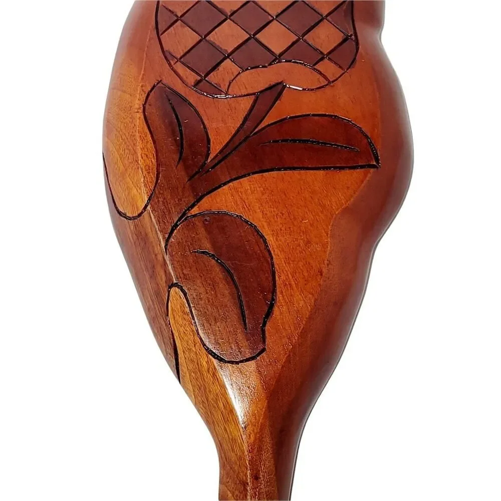 VINTAGE HAITI HAND CARVED WOOD TRAY FISH APPLE‎ TROPICAL LEAF 2 SIDED CARVING